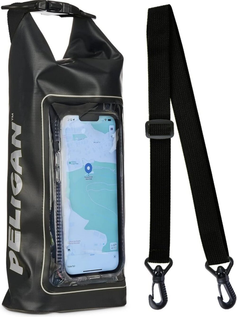 Waterproof Dry Bag 2L with Phone Pouch - IP68 Rated, Lightweight, Durable, Black